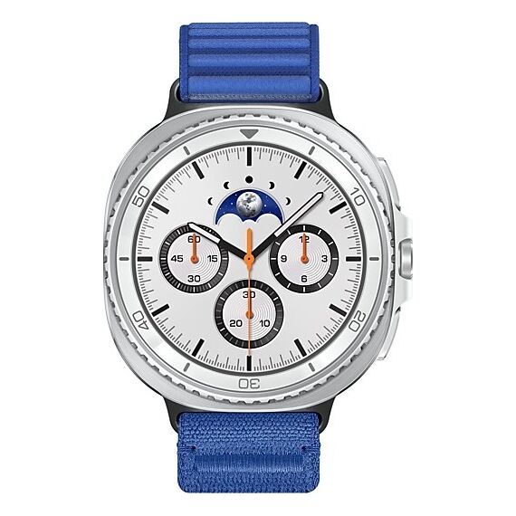 Galaxy Watch 8 Classic | 46 мм | 4G LTE | White | Fabric/Blue | M/L, Тип ремешка : Fabric, Размер корпуса : 46 мм, Цвет: White, Цвет ремешка: Blue, Размер ремешка : M/L, Подключение часов : Bluetooth / Wi-Fi + 4G LTE, изображение 3